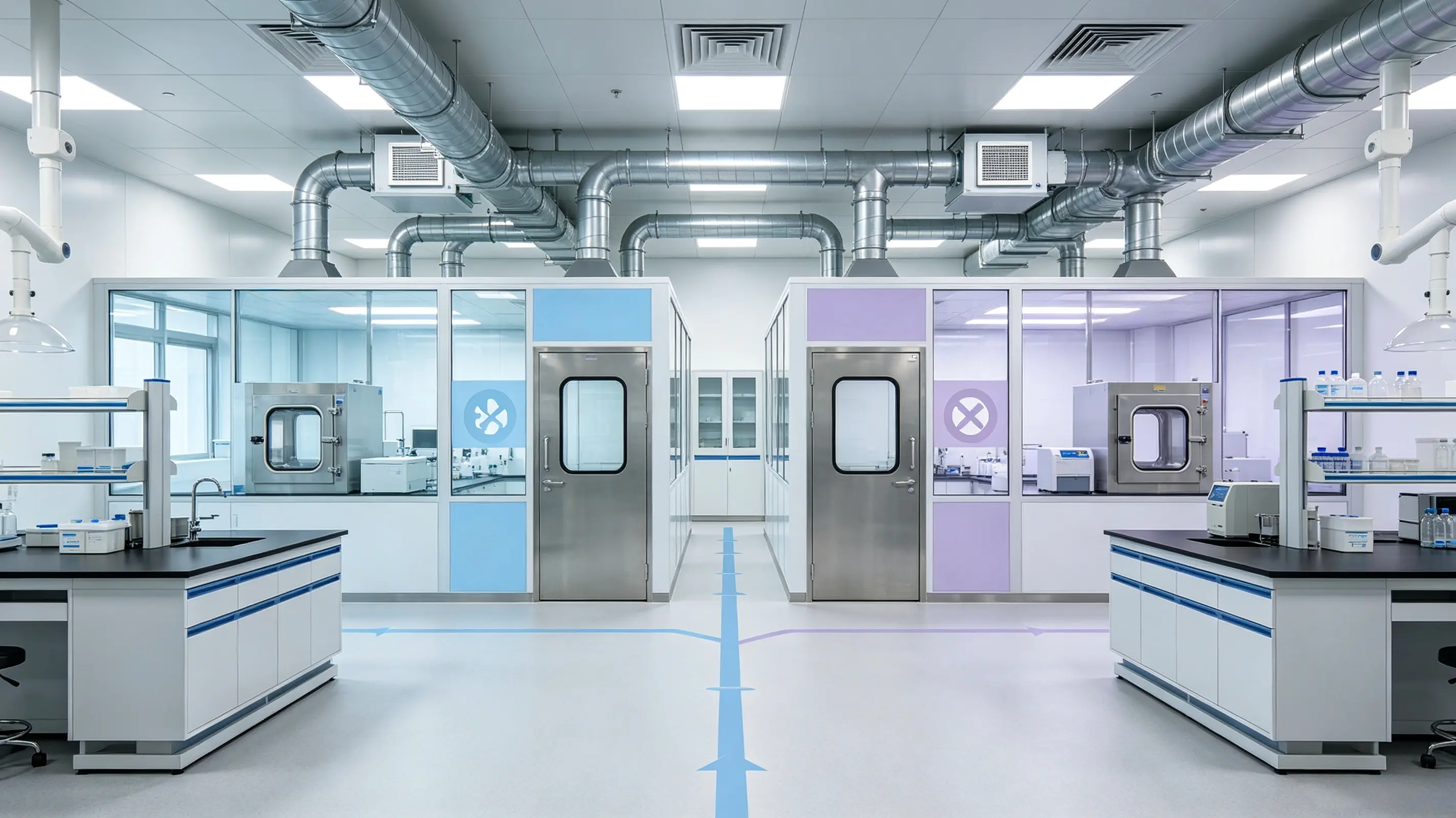 PCR laboratory workspace with real‑time PCR machine and biosafety cabinet PCR laboratory workspace with real‑time PCR machine and biosafety cabinet